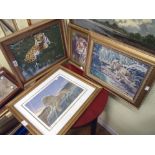 Stephen Gayford: four gilt framed signed Limited Edition big cat prints