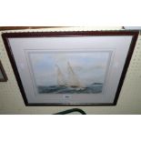 D. Brooke: a framed watercolour entitled "Daring class yachts off Cowes" - signed with details