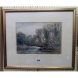 William Widgery: a gilt framed watercolour depicting a Dartmoor river scene - signed - 9 1/2" X 14"