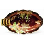 A Carltonware Rouge Royale leaf shape dish with gilt spider web and other decoration