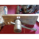 A 19th Century wood bench vise with large turned threaded bar
