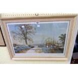 †Terance Cuneo: a painted and hessian framed coloured print entitled "A Finger of Frost", signed