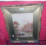 Stuart Lloyd: a gilt framed and slipped watercolour entitled "Chepstow Castle" - signed - 13 1/4"