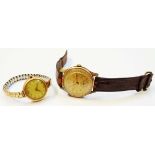 A vintage 9ct. gold cased lady's wristwatch with Swiss fifteen jewel movement - sold with a