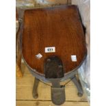 A Victorian oak and cast iron foot bellows