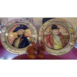Two Doulton character plates, The Admiral and The Huntsman - sold with two Poole Pottery squirrels