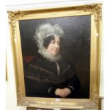 An ornate gilt gesso framed 19th Century oil on canvas portrait of Susannah Tamlyn - relined and