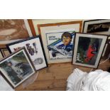 A maple effect framed Limited Edition Keke Rosberg Wold Champion 1982 coloured print - sold with a