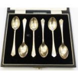 A cased set of six silver coffee spoons - Birmingham 1961