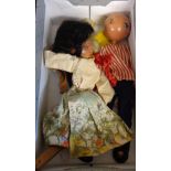 Two vintage Pelham Puppets, Mexican Girl and JC Boy - no strings