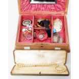 A jewellery box containing a quantity of good quality costume and other jewellery - sold with a