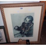 Degas: gilt framed coloured print "Violinist seated, study"