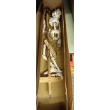 A vintage Pelham Puppet Skeleton in brown box with two-tone label - box defaced