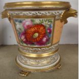 An early 19th Century Coalport style jardinière and stand painted in the Thomas Baxter manner with