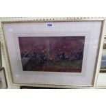 K. Ollivant: a gilt framed 19th Century watercolour of The Kings Troop, performing The Musical Drive