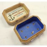 A Mauchline Ware box for Clark & Co. Anchor cottons, depicting Burns' Cottage - hinge a/f