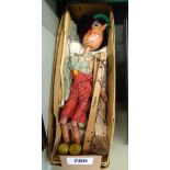 An early Pelham Puppet Pinocchio in brown box (no label) with instructions, untangling chart and