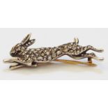 A 1 1/2" bi-metal hare pattern brooch, encrusted with old cut and rose diamonds - approx. 1ct. TDW