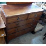 A 3' 7" 19th Century mahogany and strung chest of two short and three long graduated drawers, set on