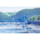 Michael Norman: a gilt framed pastel entitled "Low Tide, Dartmouth" - signed with label verso - 12