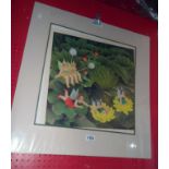 Beryl Cook: an unframed mounted limited edition coloured print entitled "Flower Fairies" - signed in