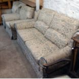 A Wade Camilla three piece suite comprising armchair, wing back similar and two seater settee,