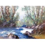 Fredrick John Widgery: a gilt framed watercolour depicting a view of the West Lyn River,