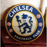 A reproduction painted cast iron Chelsea football sign