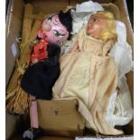 Two vintage unboxed Pelham Puppets, Witch and Cinderella - both in need of restoration