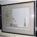 †William Russell Flint: a signed coloured print, entitled "The Fountain", bearing FATG