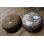 Two similar Victorian footstools, one with tapestry top - various condition