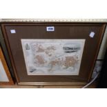 A gilt framed mid 19th Century J. Rapkin map print of Plymouth, Devonport and Stonehouse,