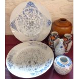 A small quantity of Oriental ceramics including two plates, a pair of vases, etc. - various