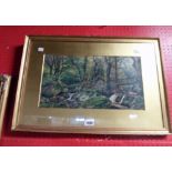 A gilt framed and slipped watercolour depicting a view of the Glen, Lynmouth, Devonshire -
