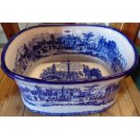 A blue and white china footbath