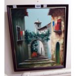 A. Lucas: a framed 20th Century oil on canvas of an Italian backstreet view with steps - sold with a