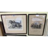 After Sir Edwin Landseer: a coloured lithograph entitled "The Three Dogs" - sold with a 19th Century