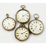 A silver cased Waltham lever pocket watch - sold with three other pocket watches various condition