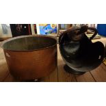 A copper cauldron - sold with a coal helmet