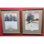 Kathleen Caddick: a pair of gilt framed coloured prints entitled "My Way NR. II" and "Park Trees NR.