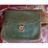 A green leather lady's handbag with silver clasp, RWW London 1930 - sold with another