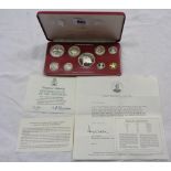 A cased 1976 Bahamas proof set including four silver coins