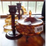 Five pieces of faux tortoiseshell dressing table items