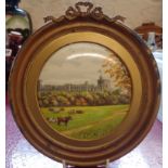 A framed pot lid depicting Windsor Castle