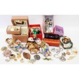 Various small boxes containing assorted costume jewellery also collectable dolls, etc.