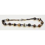 A banded agate bead choker necklace