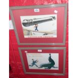 A pair of framed 1950`s coloured advertising prints for Guinness