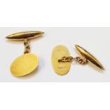 A pair of hallmarked 9/375 gold oval panel cuff-links