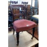 Five matching Victorian Gillow's mahogany framed balloon back dining chairs with scroll rails and