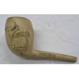 A late 19th Century commemorative horse racing clay pipe depicting the rival jockeys Fred Archer and